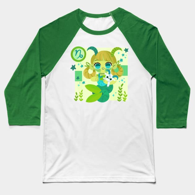 Capricorn Mermaid Baseball T-Shirt by Lobomaravilha